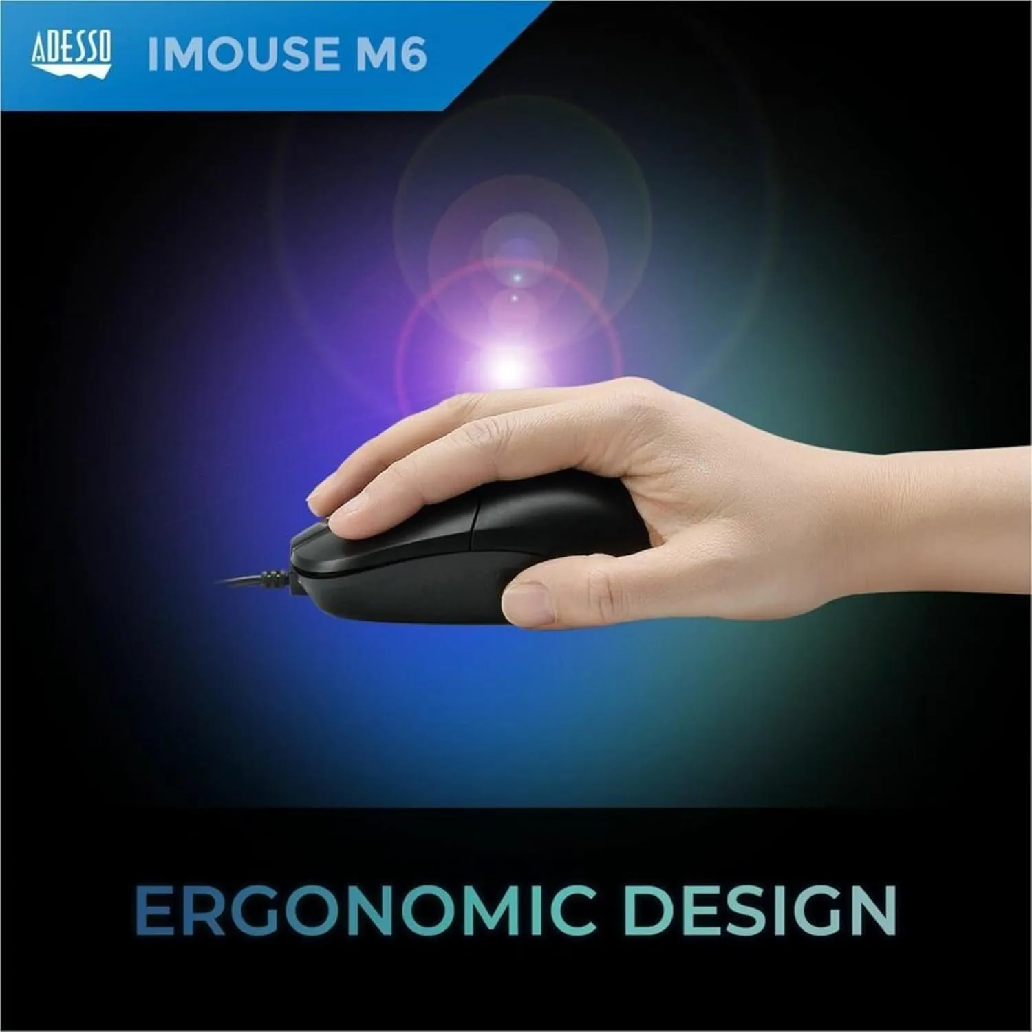 Adesso iMouse M6-TAA - Optical Scroll Mouse (TAA Compliant) - Full-size Mouse - Optical - Cable - Black - IMOUSEM6TAA