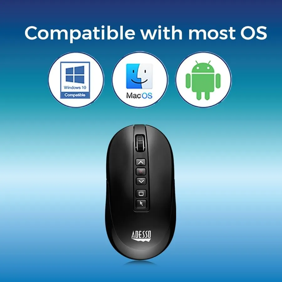 iMouse P40 Wireless Multifunctional Presenter Mouse, 2.4 GHz Frequency/100 ft Wireless Range, Left/Right, Black
