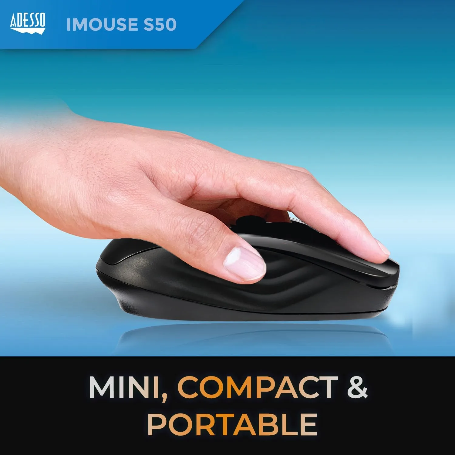ADESSO iMouse S50 Wireless Mini Mouse - 2.4GHz RF, 1200 DPI