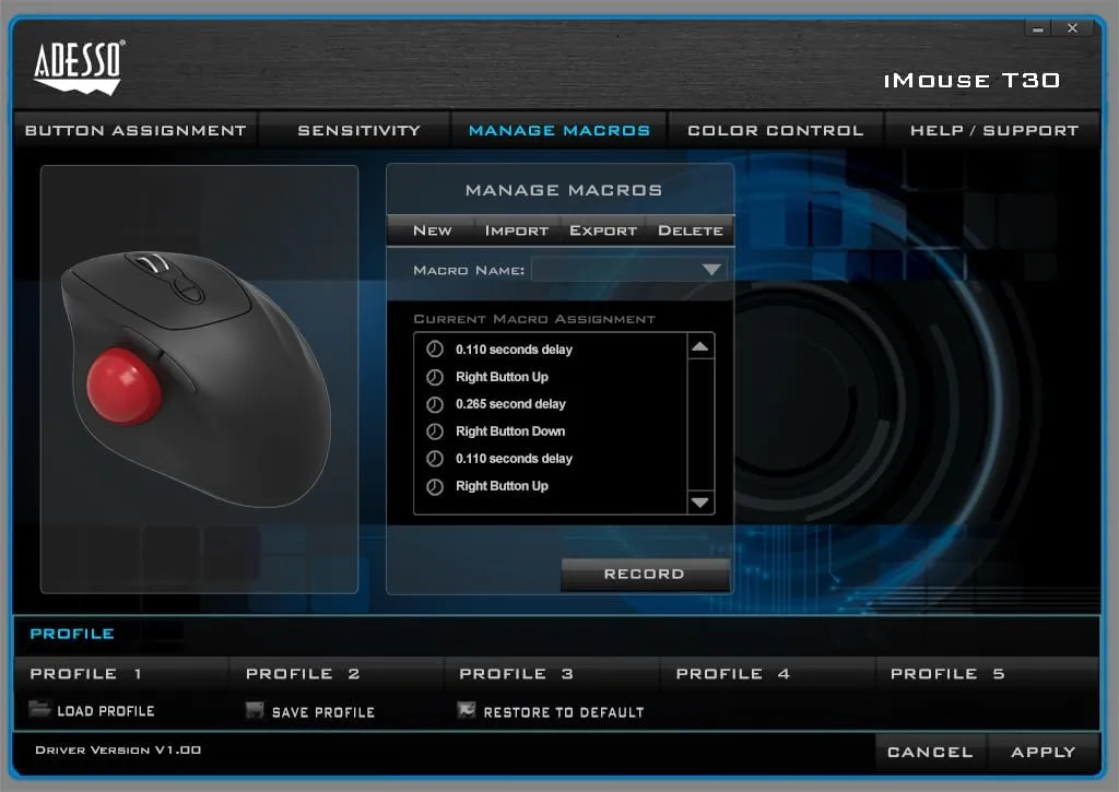 iMouse T30 Wireless Ergonomic Thumb Trackball Mouse with Nano USB Receiver, Programmable 7 Button Design