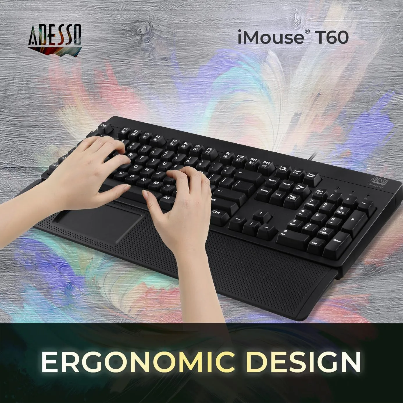iMouse T60 2.4GHz USB Wireless Touchpad with Armrest, Ergonomic Design, Built-in Multiple Gesture Controls