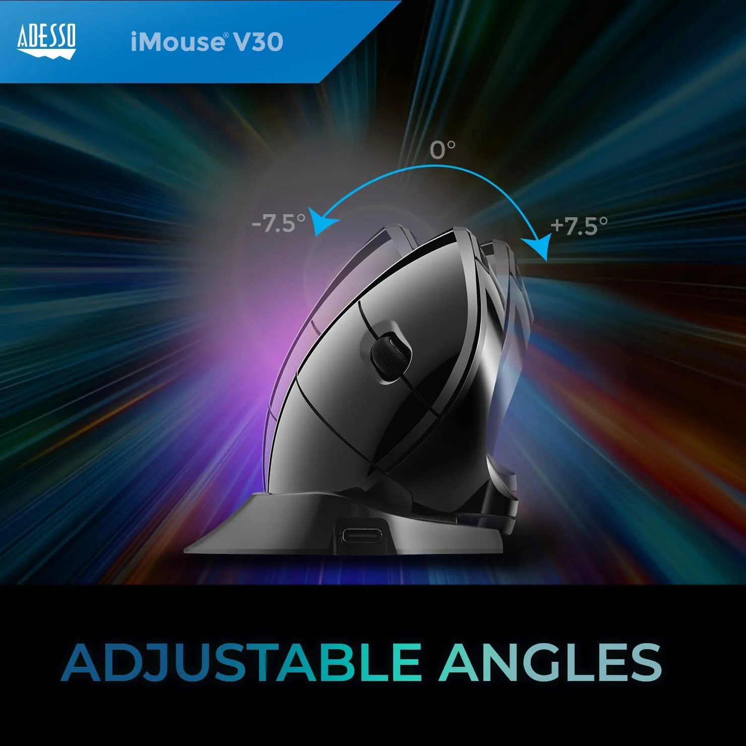 iMouse V30 Wireless Adjustable Vertical Ergonomic Mouse with DPI Switch