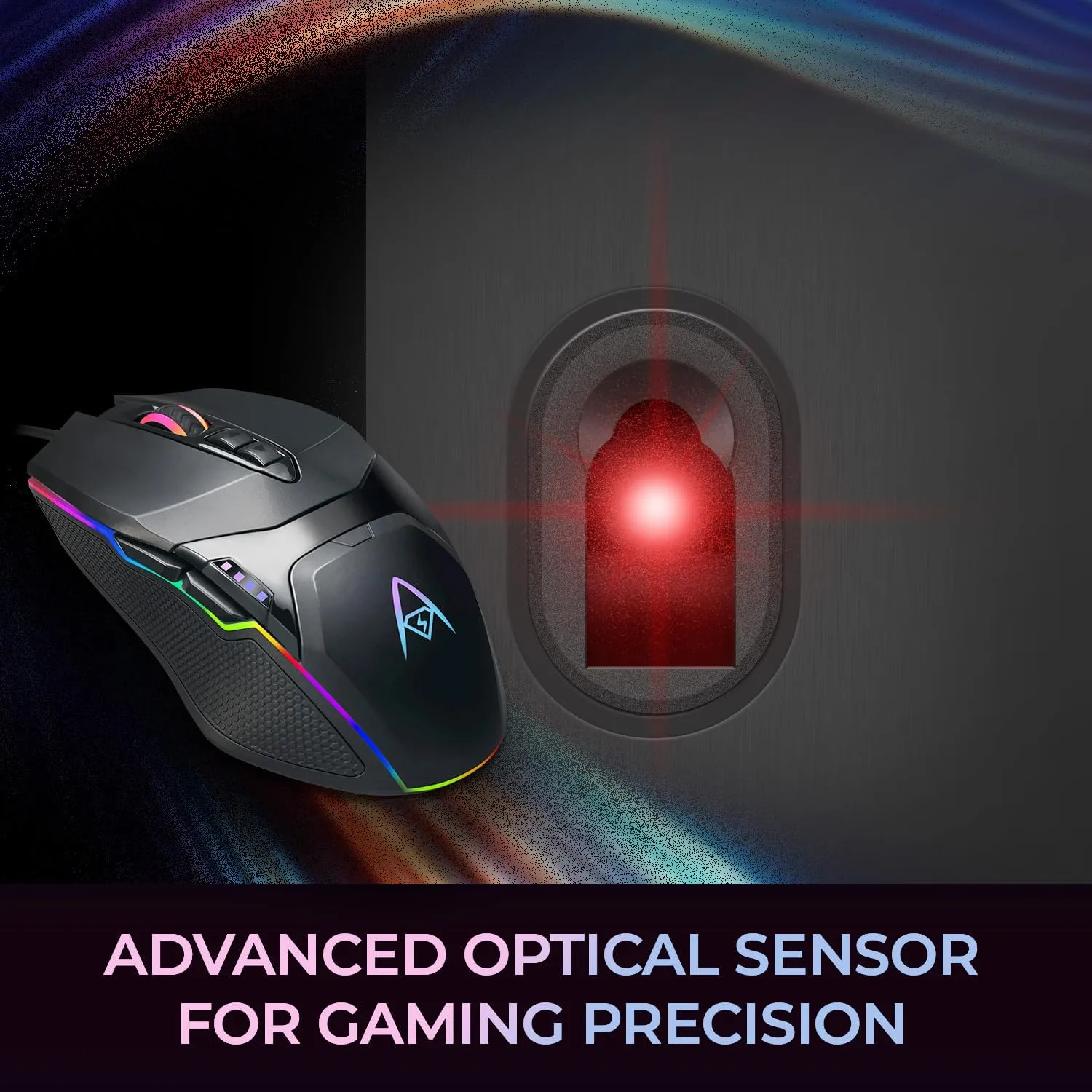 iMouse X5 USB RGB Illuminated Gaming Mouse – 7 Buttons, Adjustable Weight, 6 Level DPI Switch up to 6400, Optical Sensor