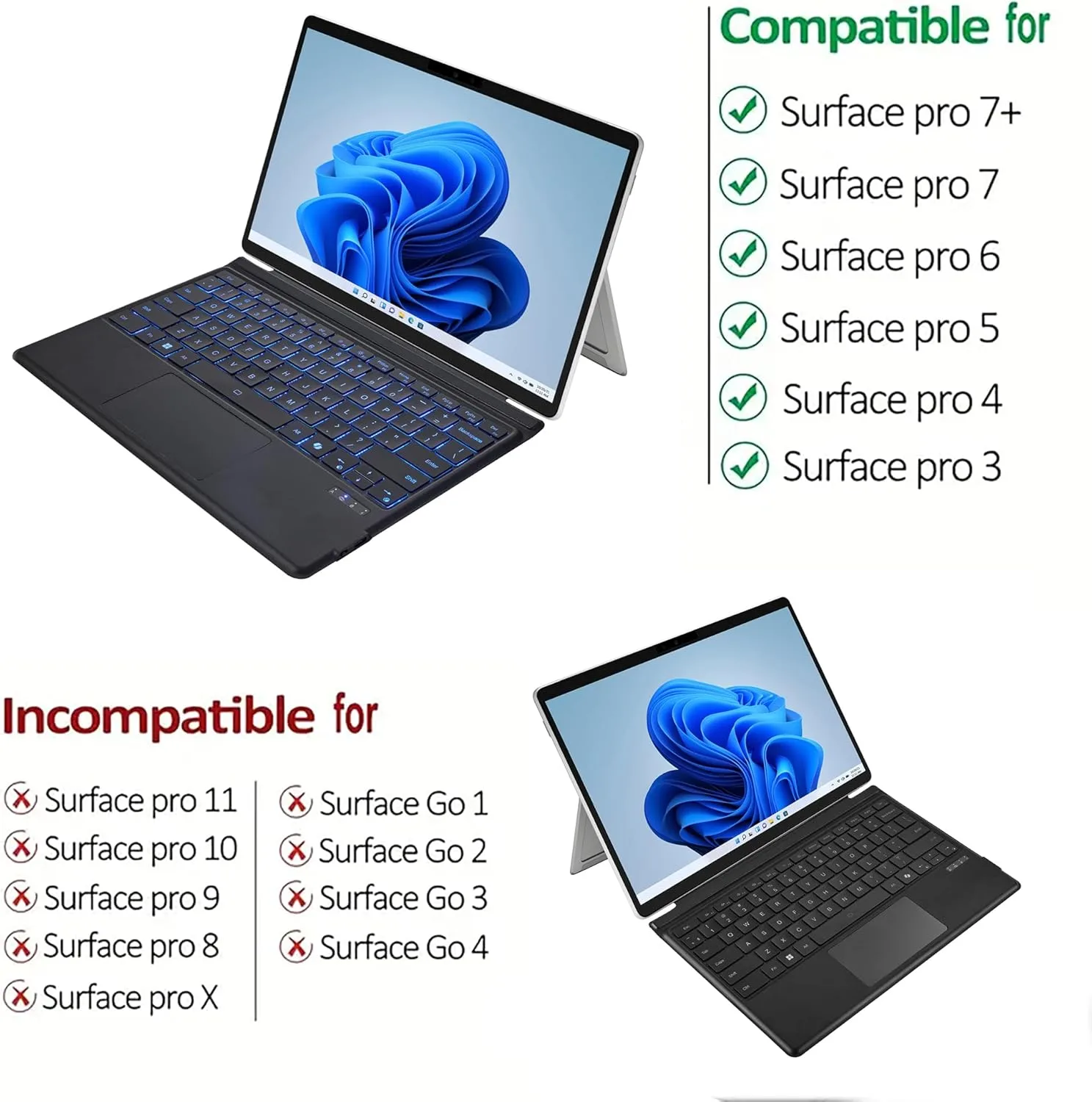ADESSO Surface Pro Case with Bluetooth Keyboard & Touchpad - WKB-7030