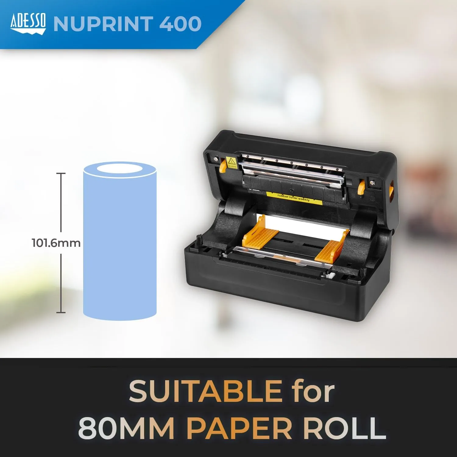 NuPrint 400 USB Thermal Label Printer – 4" (101mm) Thermal Paper, Label Printing, 1D & 2D Barcode Printing