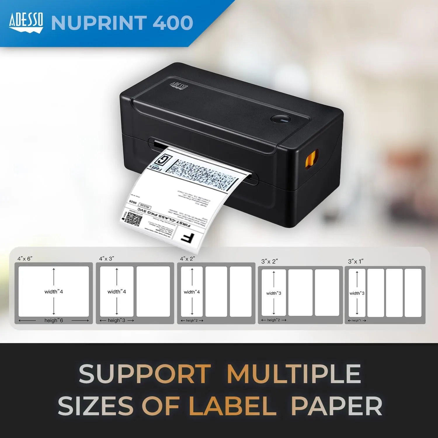 NuPrint 400 USB Thermal Label Printer – 4" (101mm) Thermal Paper, Label Printing, 1D & 2D Barcode Printing