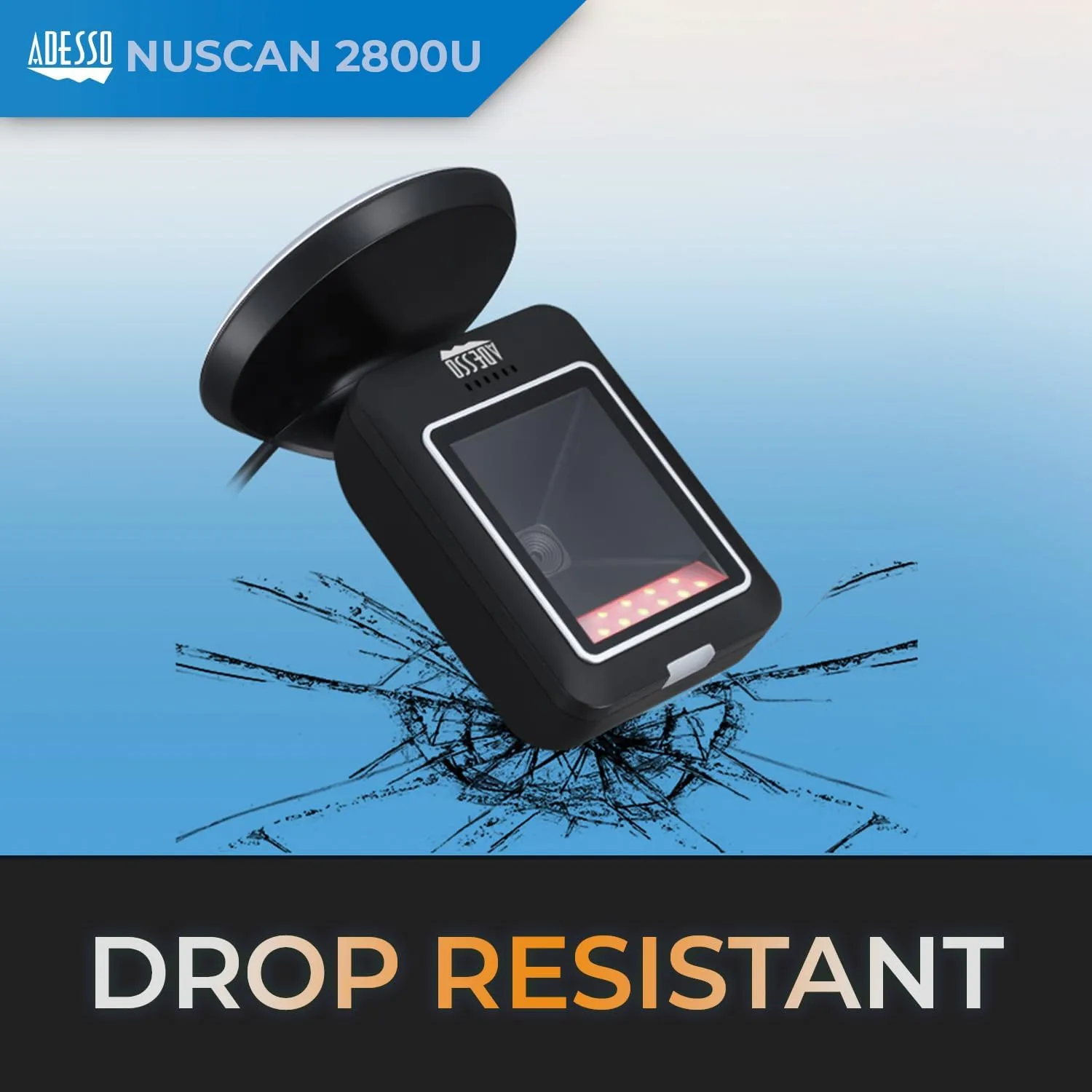 Adesso NuScan 2800U Omnidirectional 2D Desktop Barcode Scanner - Cable Connectivity - 12in Scan Distance - NUSCAN2800U