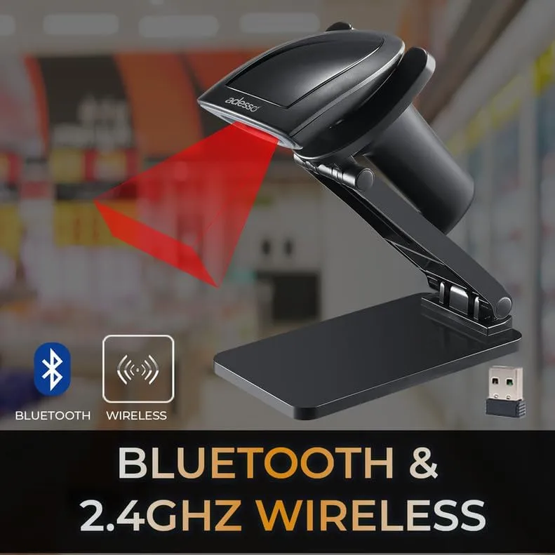 Adesso NuScan 2900 2D Barcode Scanner - Bluetooth, 2.4GHz & USB