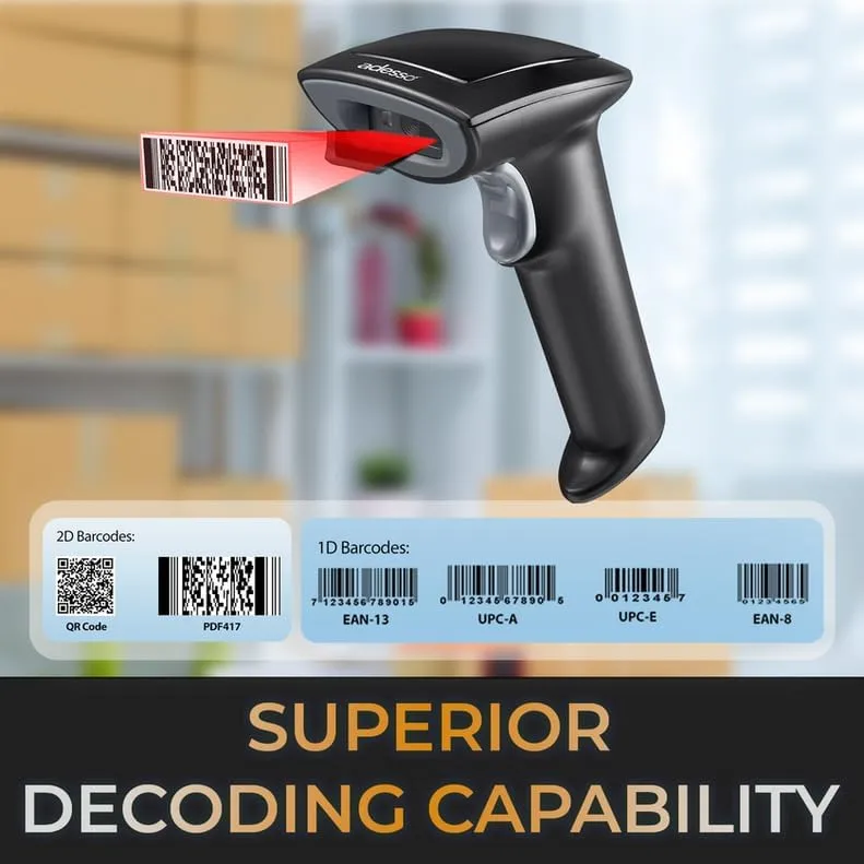 Adesso NuScan 2900 2D Barcode Scanner - Bluetooth, 2.4GHz & USB