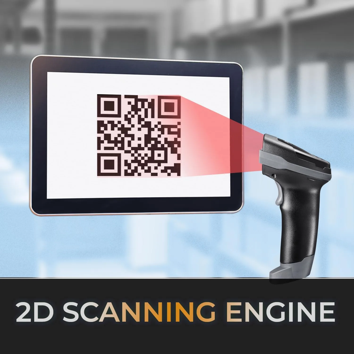 Adesso NuScan 3000 Wireless 2D Barcode Scanner with 3-Mode (Bluetooth/2.4GHz/USB) - Handheld CMOS Scanner with Charging Cradle, 12-inch Scan Depth, Made in Taiwan