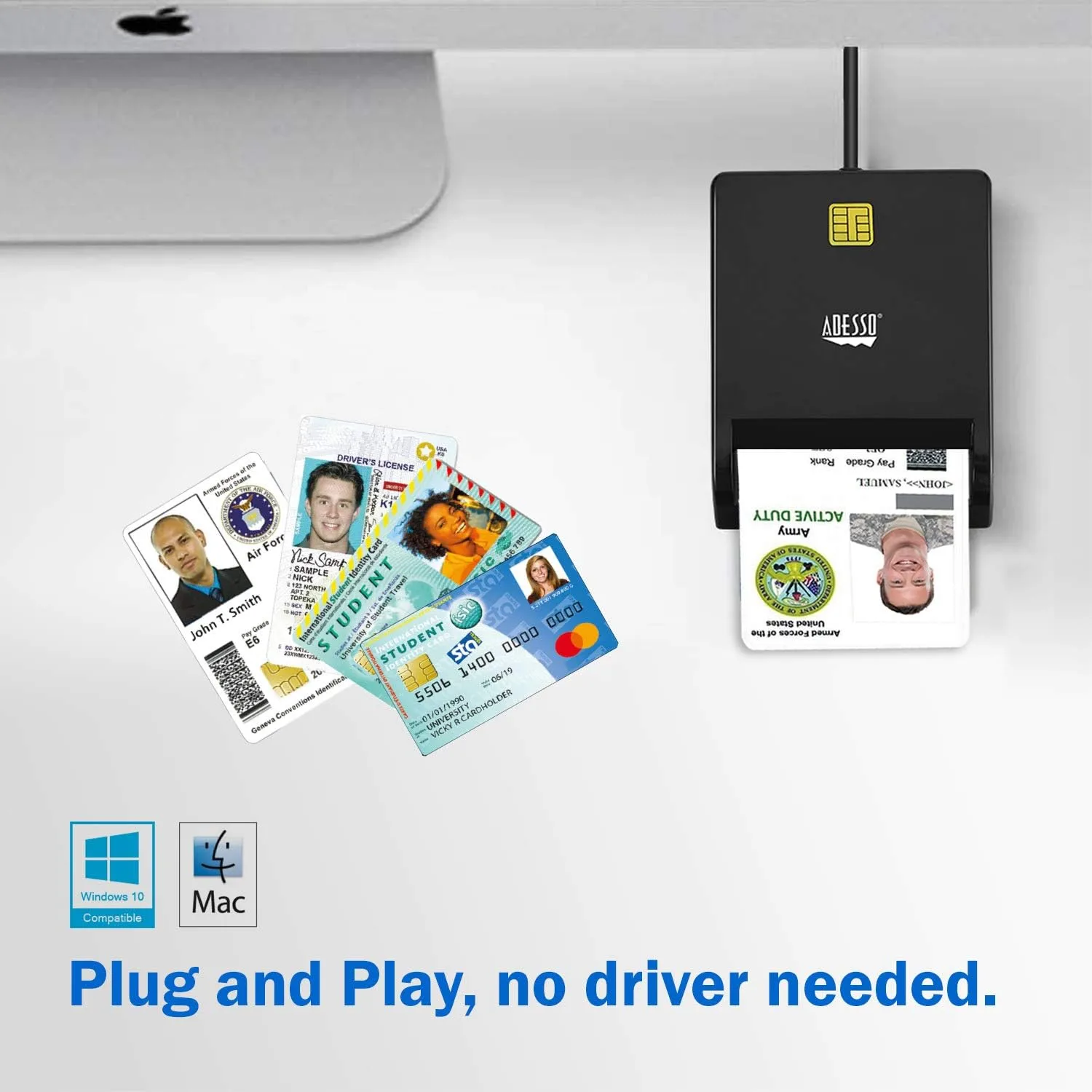 SCR-100 Smart ID Credit Card Reader,Black 1 Count (Pack of 1)