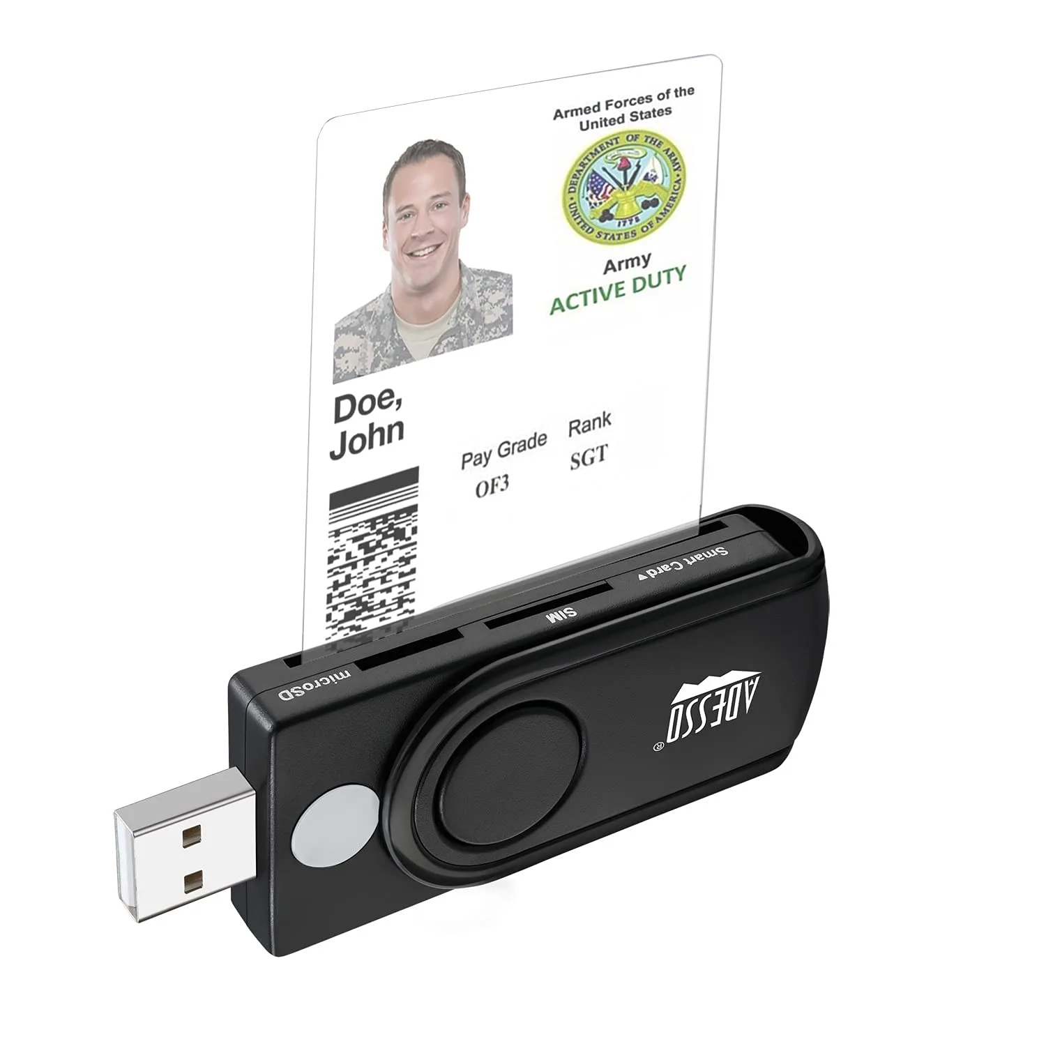 SCR-200 Smart Card CAC Reader for ID, Credit Card, SD, Micro SD, SIM, and M2 Smartfold Smart Card Reader