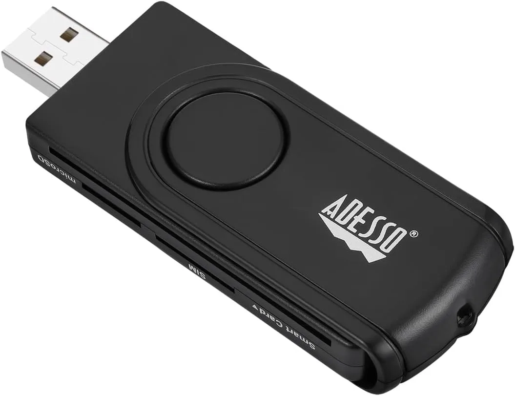 SCR-200 Smart Card CAC Reader for ID, Credit Card, SD, Micro SD, SIM, and M2 Smartfold Smart Card Reader