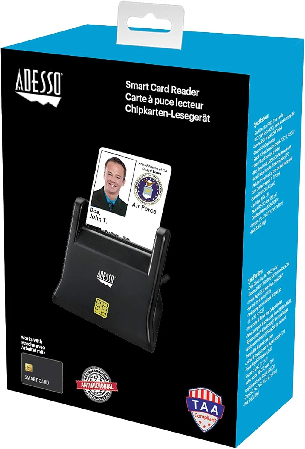 SCR-300 Desktop Smart ID Credit Card Reader CAC Card Reader Military, DOD USB Common Access CAC, Compatible with Windows