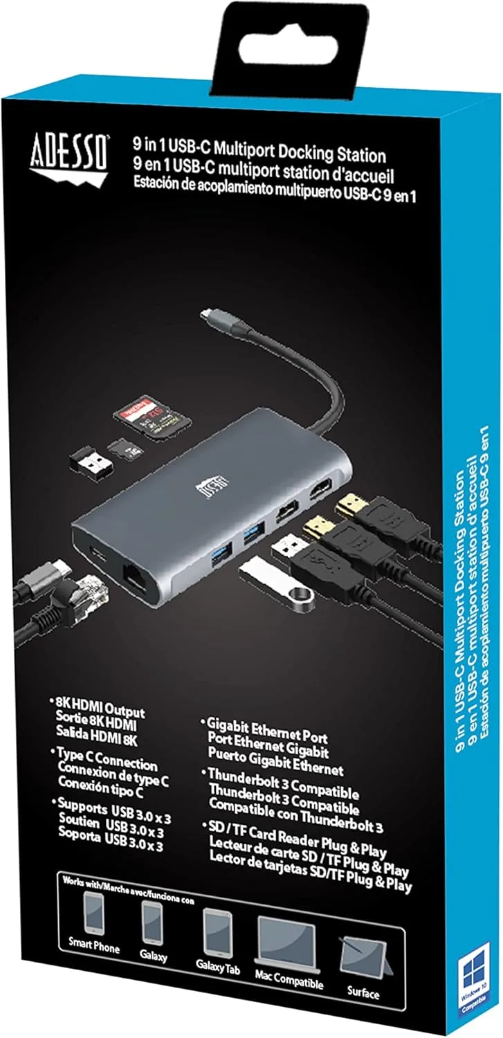 USB C Docking Station Multiport Adapter Dongle Type C Hub 2 HDMI Support 8K, RJ45 Ethernet Port, 100W PD Charging, 3*USB