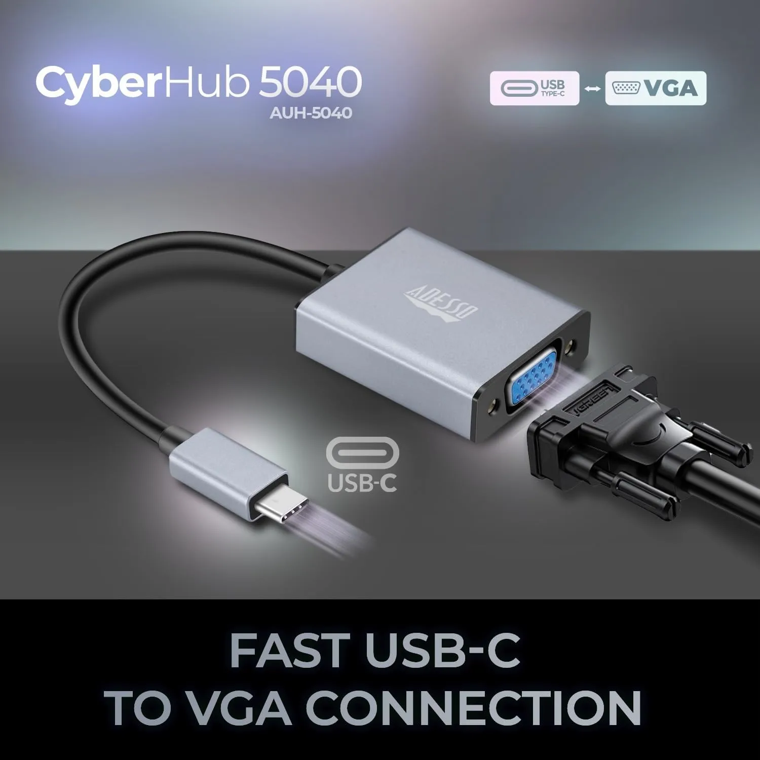 USB C to VGA Adapter, Aluminum, Thunderbolt 3/4 to VGA Adapter Compatible with iPhone 15 Pro/Max, MacBook Pro/Air 2023