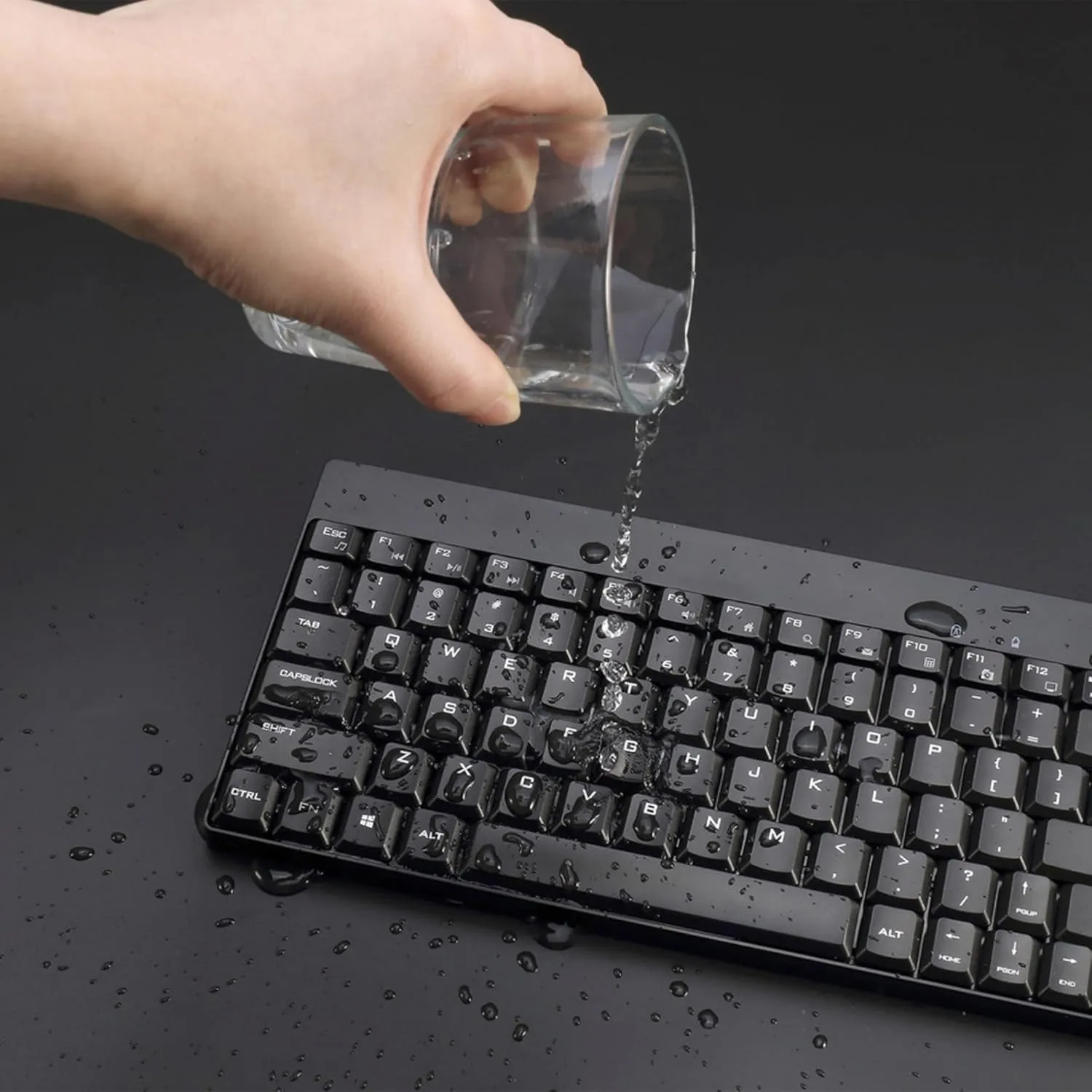 WKB-1100CB Natural Ergonomic Wireless Spill Resistant Mini Keyboard & Mouse Combo,Black