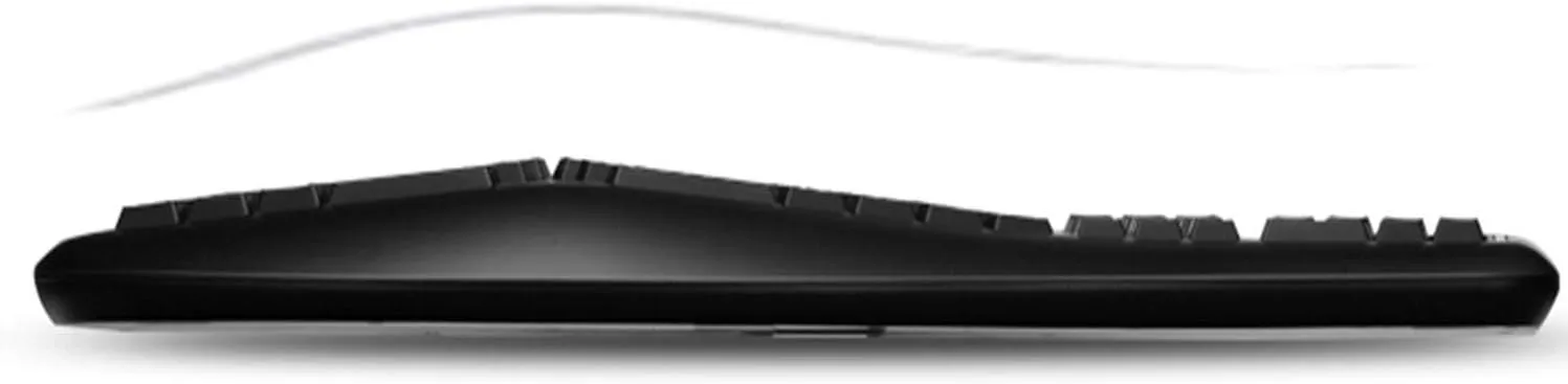 WKB-1500GB - Wireless Ergonomic Desktop Keyboard and Laser Mouse with Split Keys Design and Palm Rest for Comfort