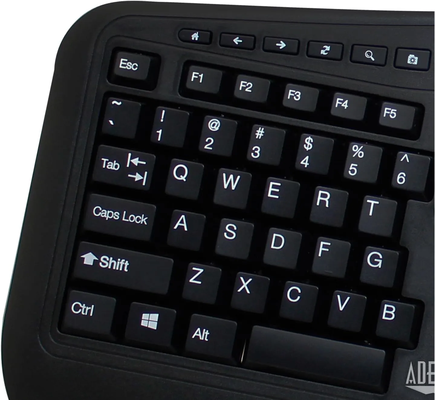 WKB-1500GB - Wireless Ergonomic Desktop Keyboard and Laser Mouse with Split Keys Design and Palm Rest for Comfort