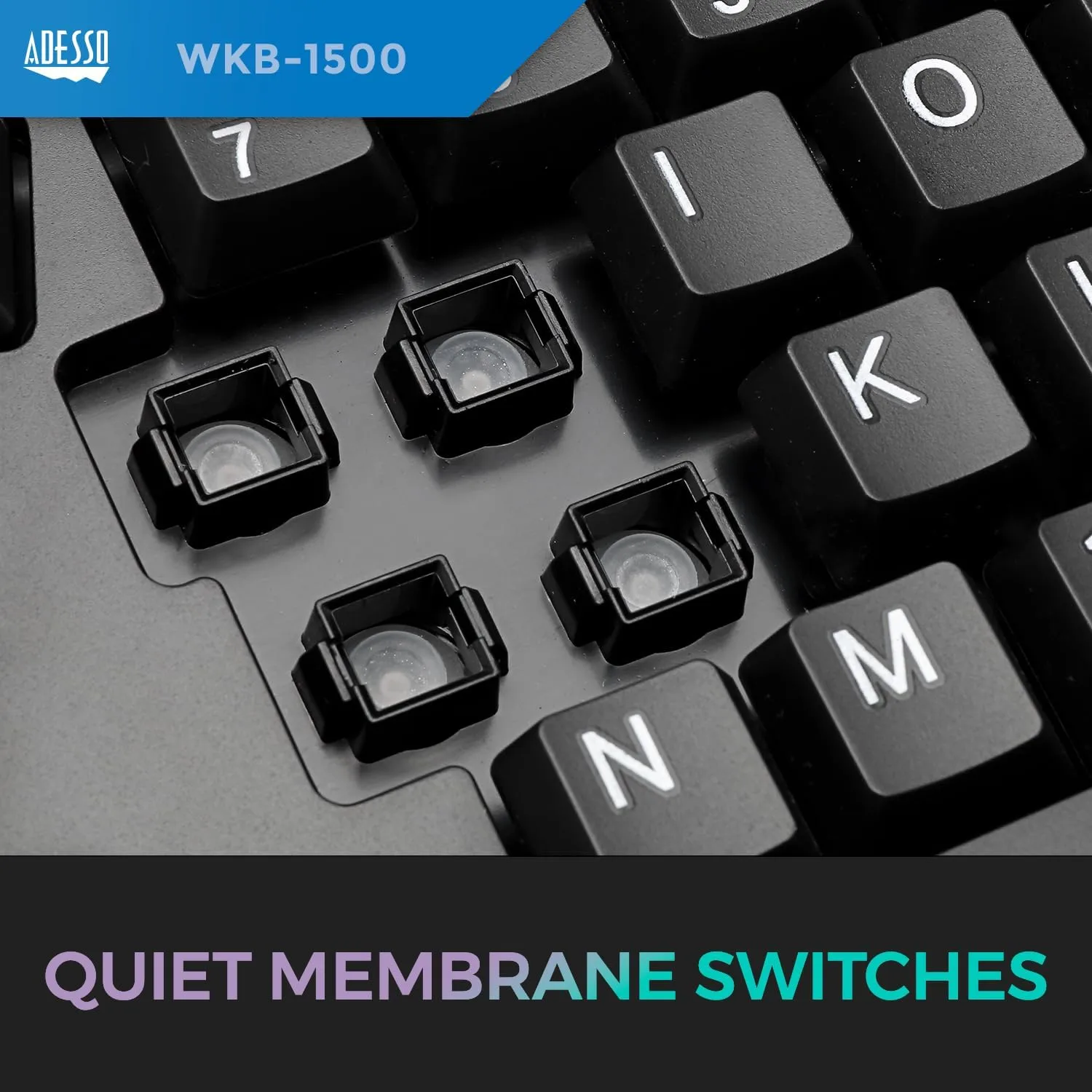 WKB-1500GB - Wireless Ergonomic Desktop Keyboard and Laser Mouse with Split Keys Design and Palm Rest for Comfort