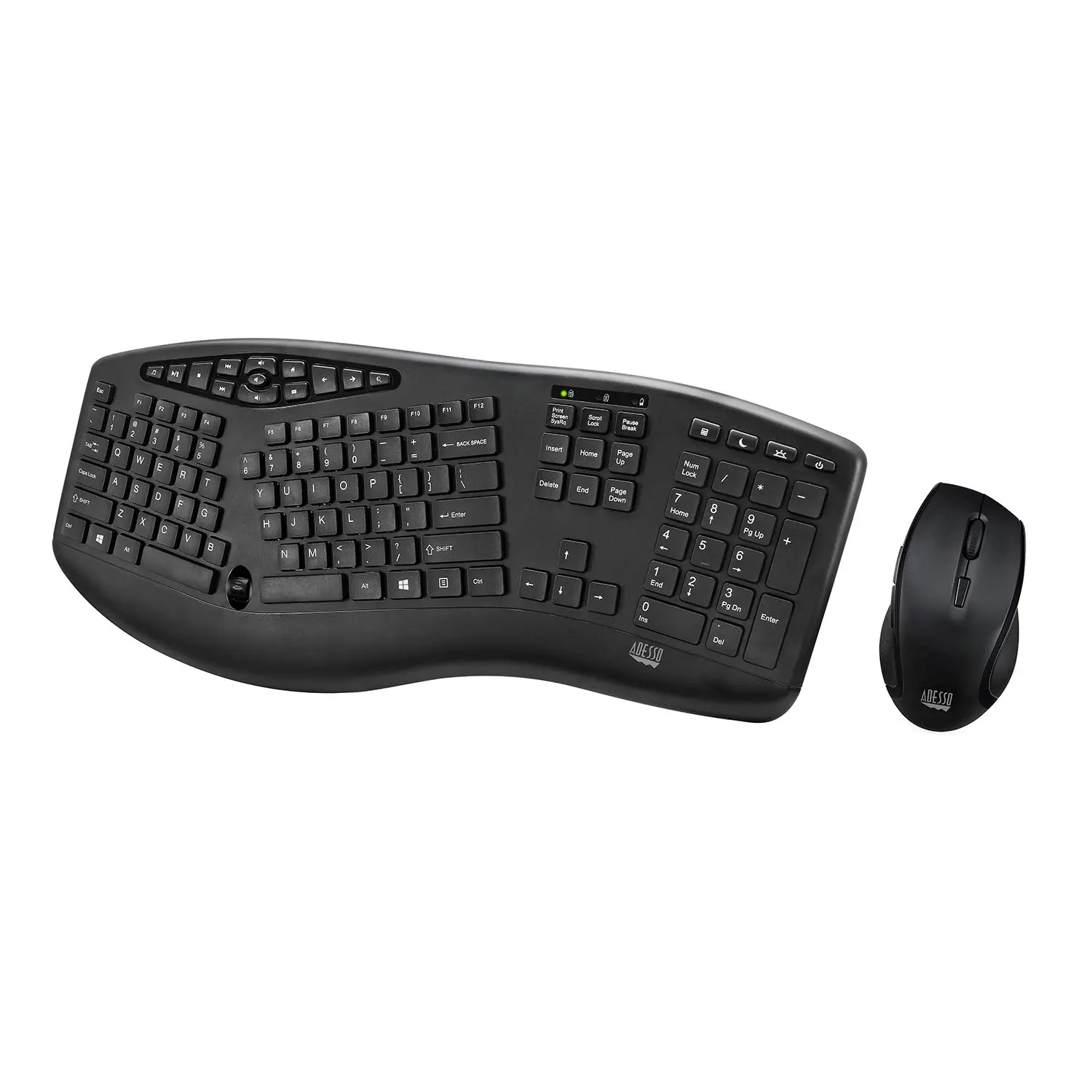 WKB-1600CB TruForm Media Wireless Ergonomic Keyboard & Optical Mouse Combo with 2.4 GHz RF, Split Design
