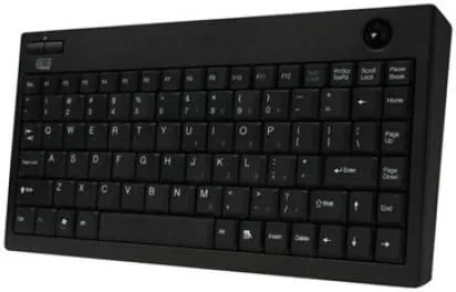 WKB-3100UB Wireless Mini Trackball Keyboard - Compact 87-Key Layout, Built-in 800 DPI Optical Trackball
