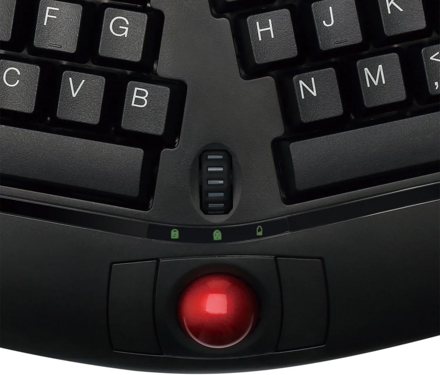 WKB-3150UB - Wireless Ergonomic Keyboard with Built-in Removable Trackball and Scroll Wheel, Split Key, Long Battery Life