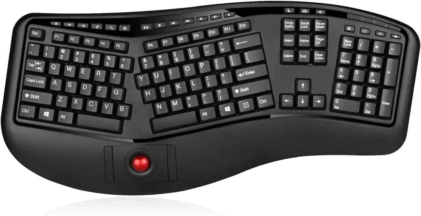 WKB-3500UB Tru-Form 3500, 2.4GHz Wireless Ergonomic Trackball Keyboard