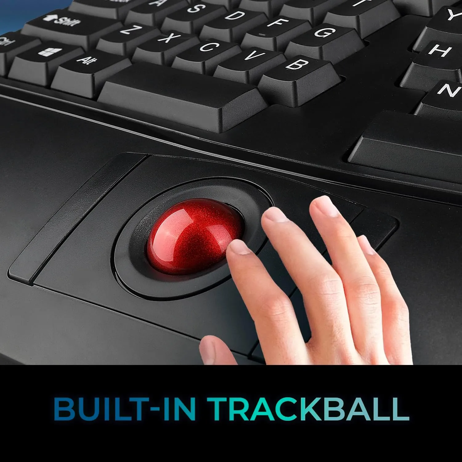 WKB-3500UB Tru-Form 3500, 2.4GHz Wireless Ergonomic Trackball Keyboard