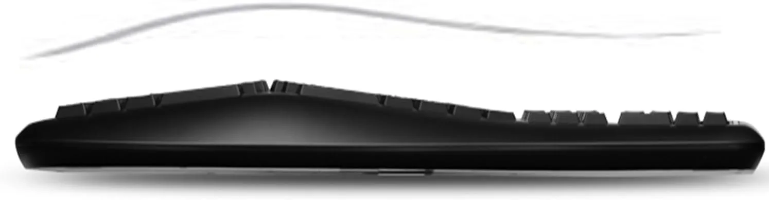 WKB-4500UB - Wireless Ergonomic Desktop Touchpad Keyboard, Split Keys Design, Palm Rest, Media Control Hotkeys