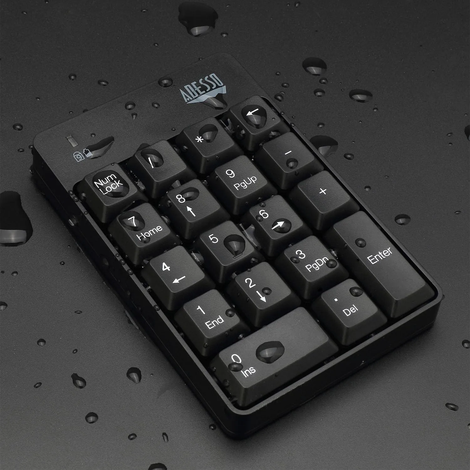 Adesso Wireless Spill Resistant 18-Key Numeric Keypad - Wireless Connectivity - RF - 30 ft - 2.40 GHz - WKB-6010UB