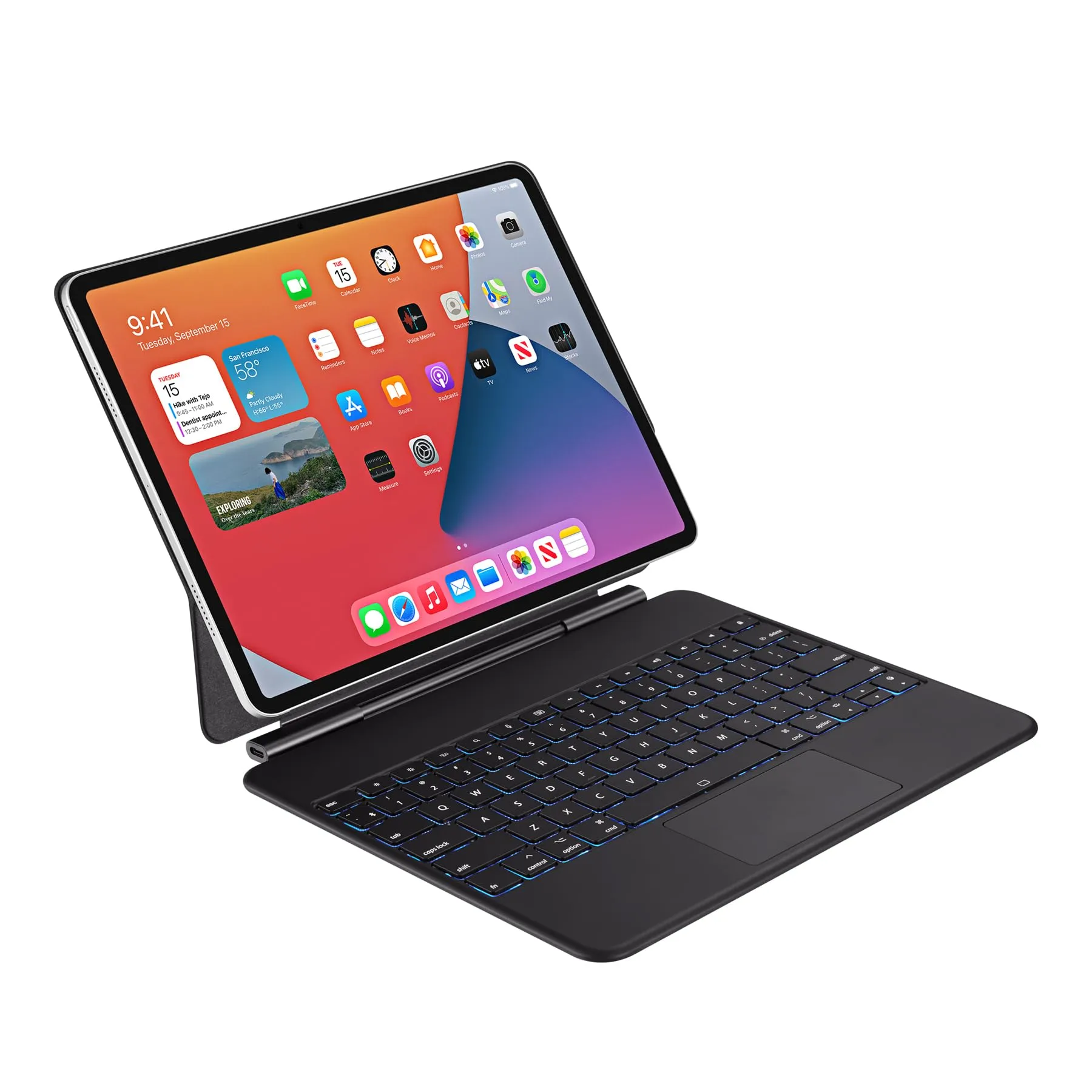 ADESSO WKB-7020 Bluetooth Keyboard Case for iPad Pro 12.9-inch (3rd-6th Gen) & iPad Air 13-inch (M2/M3)