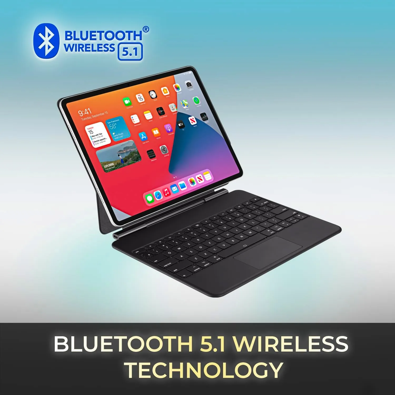 ADESSO WKB-7020 Bluetooth Keyboard Case for iPad Pro 12.9-inch (3rd-6th Gen) & iPad Air 13-inch (M2/M3)