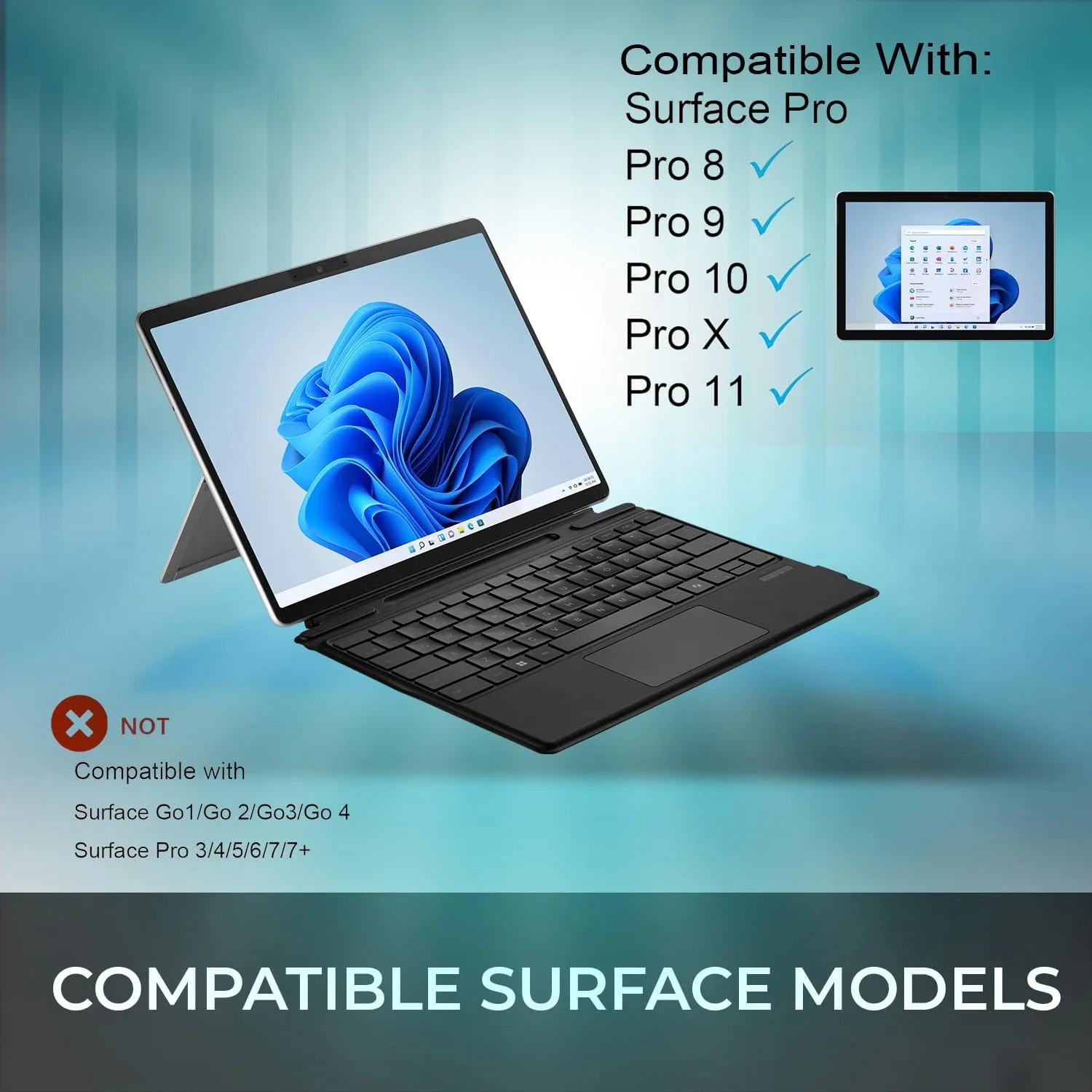 ADESSO WKB-7040 Surface Pro Keyboard Case Bluetooth 5.0 with Touchpad