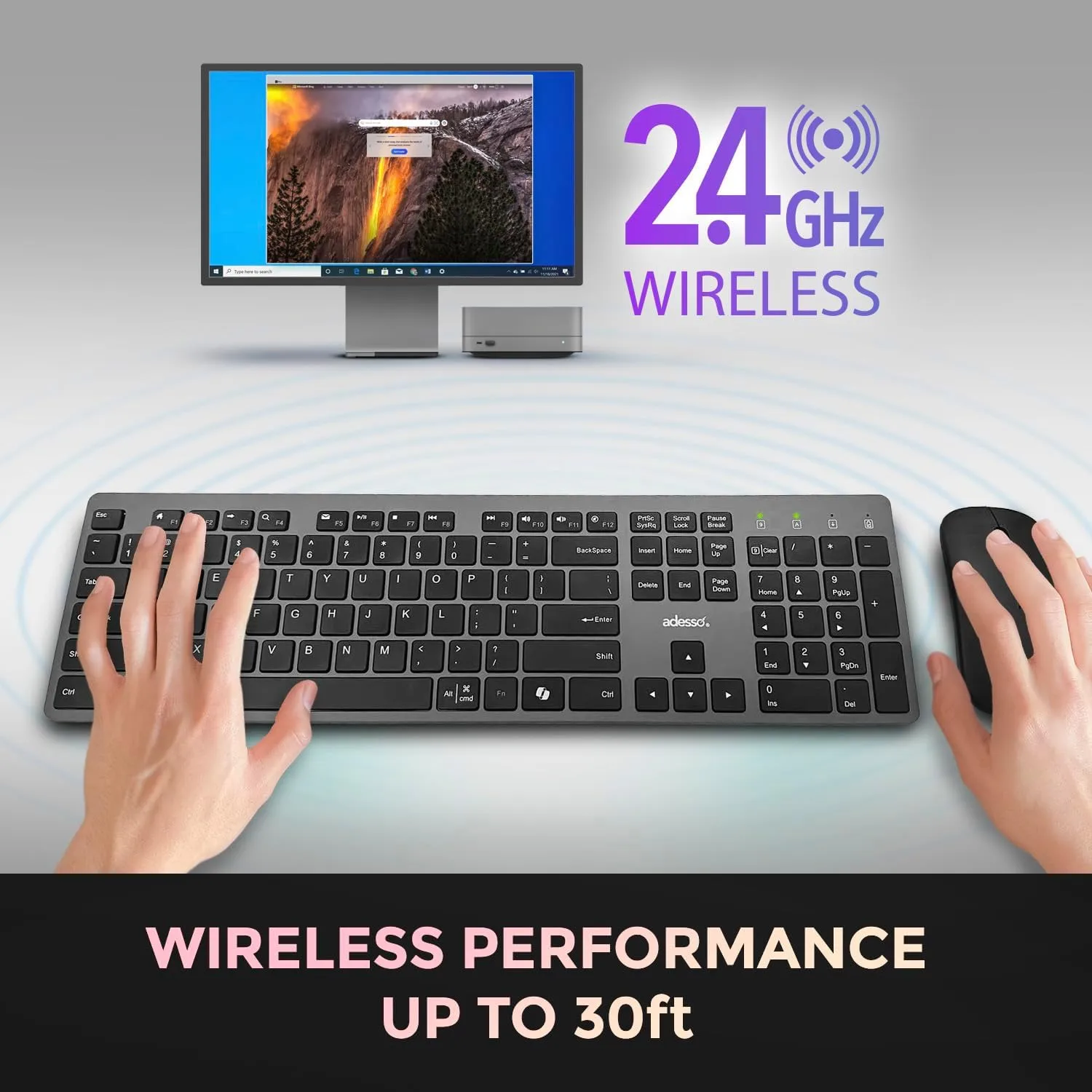 Wireless Scissor Switch Keyboard and Mouse Combo with Copilot AI Hotkey - Multi-OS Compatible for Mac, Quiet Switches