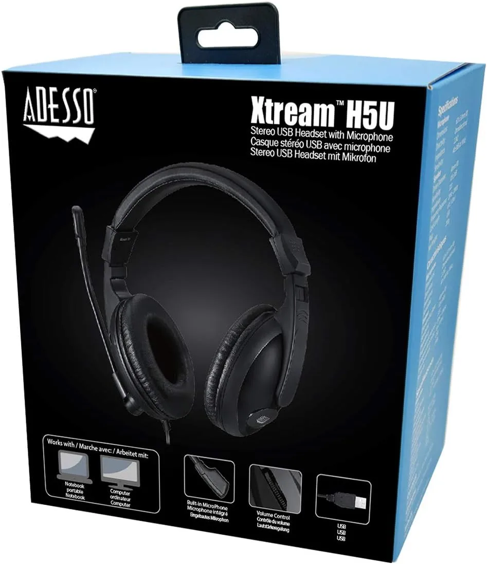 Adesso Xtream H5U USB Stereo Headset with Microphone