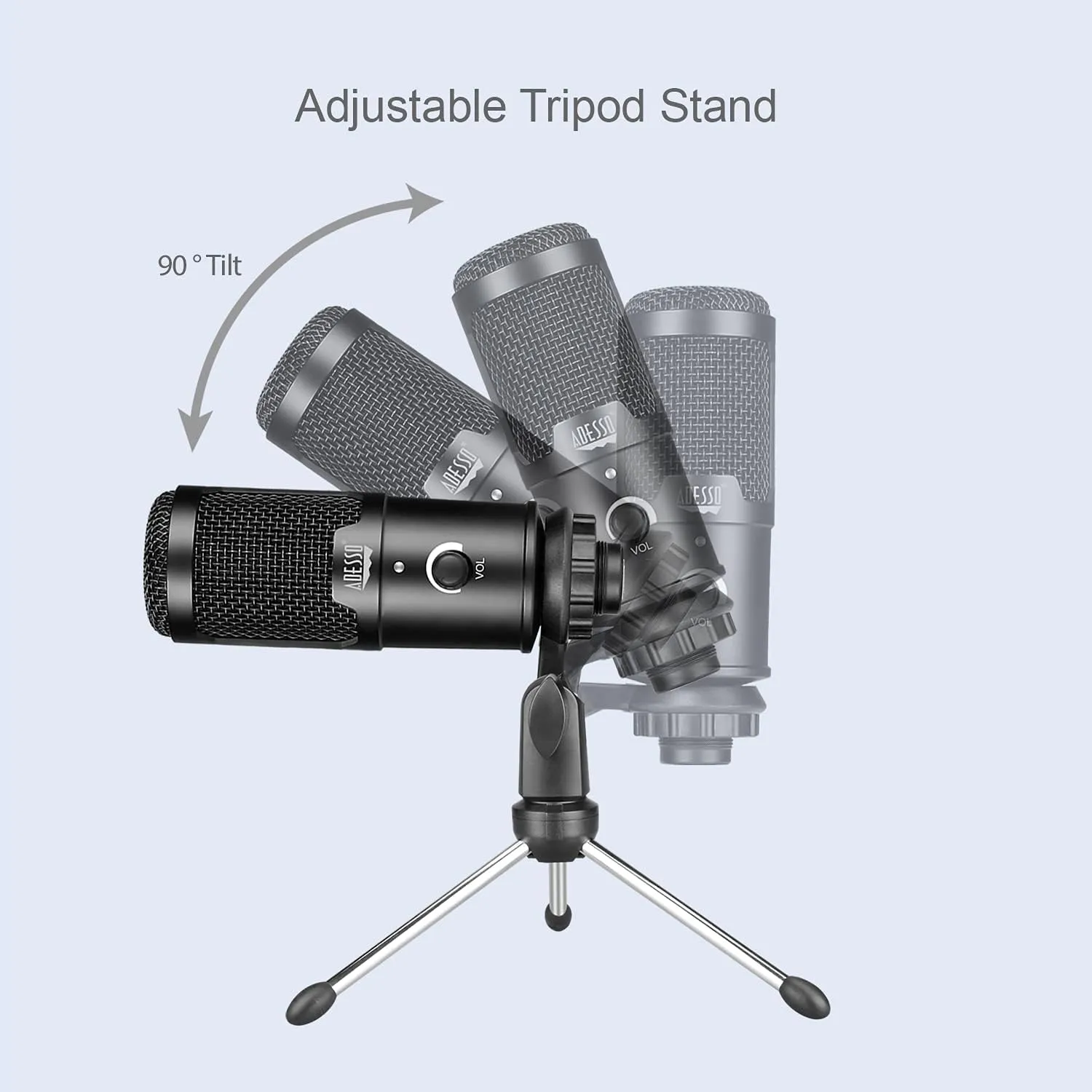 Adesso Xtream M4 Cardioid Condenser USB Microphone, Black
