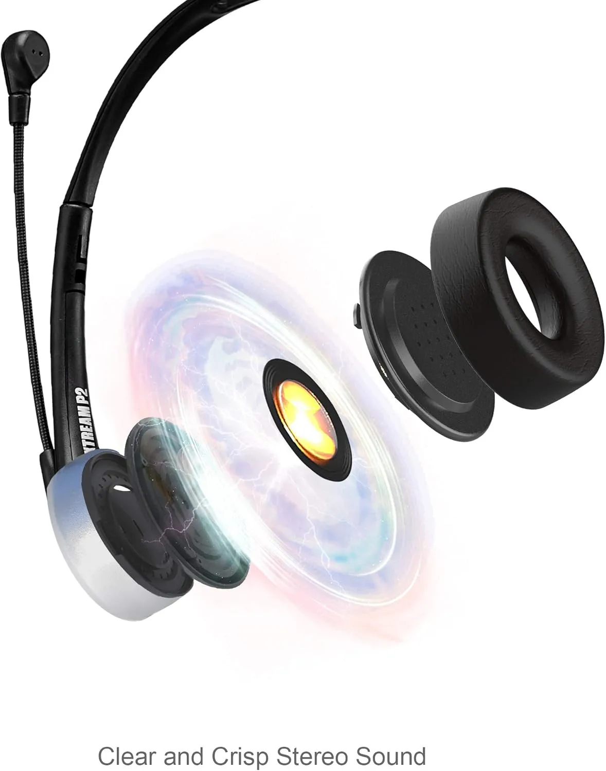 Xtream P2 USB Wired Multimedia Headset with Noise-Canceling Microphone, Binaural Over The Head, Black