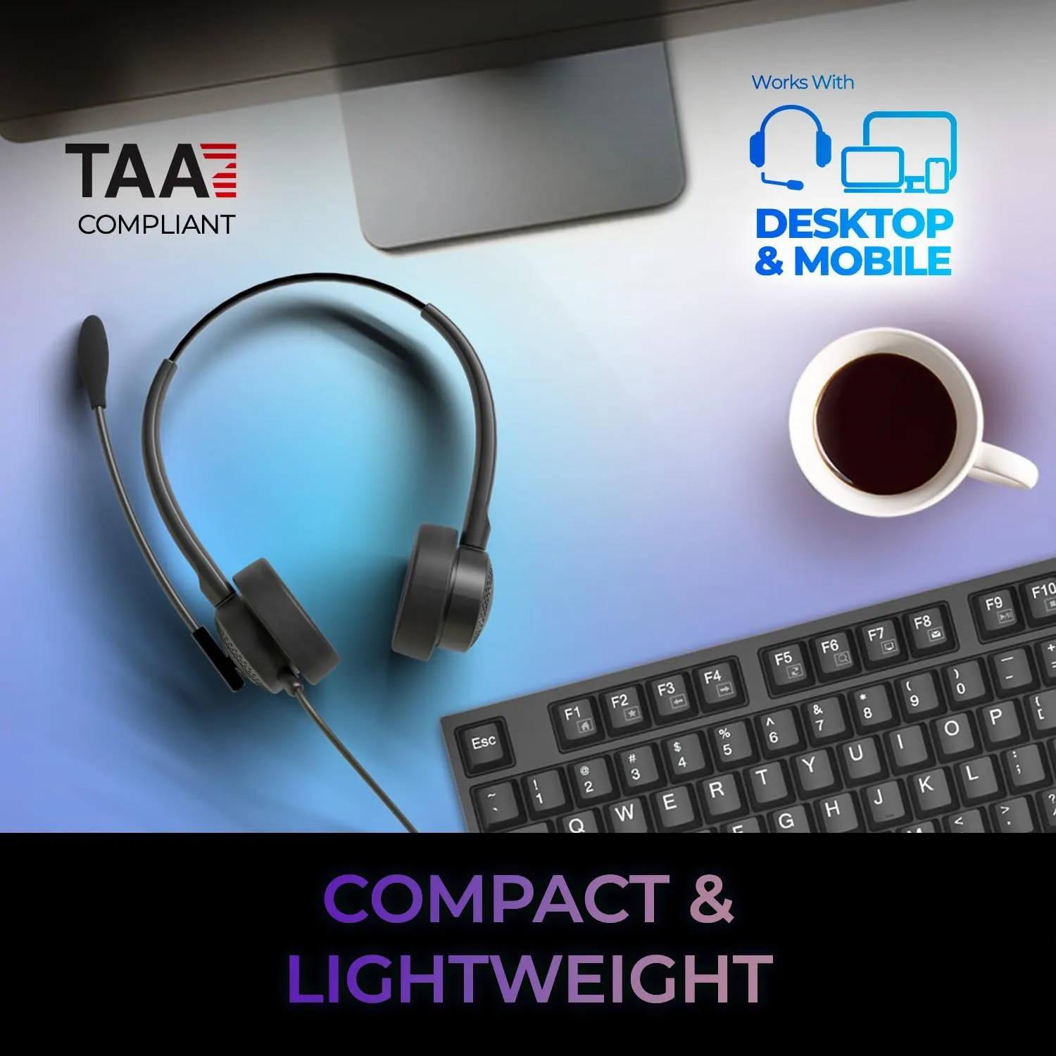 ADESSO Xtream P4 USB C Headset with Microphone TAA Compliant Made in Taiwan Dual Connector Business Communication Headset