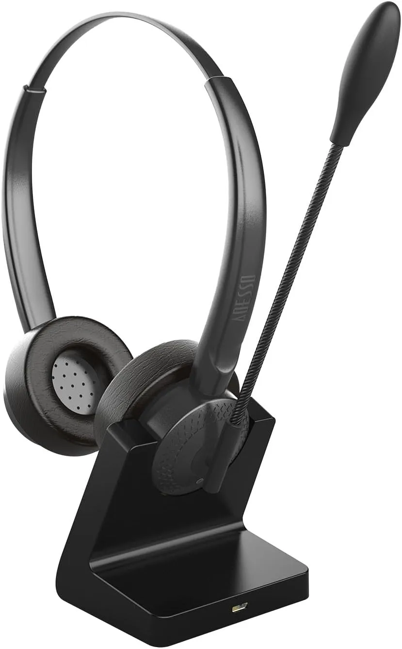 ADESSO Xtream P400 Wireless Multimedia Headset with Charging Dock - Bluetooth 5.0, 14Hrs Talk & Listen Time