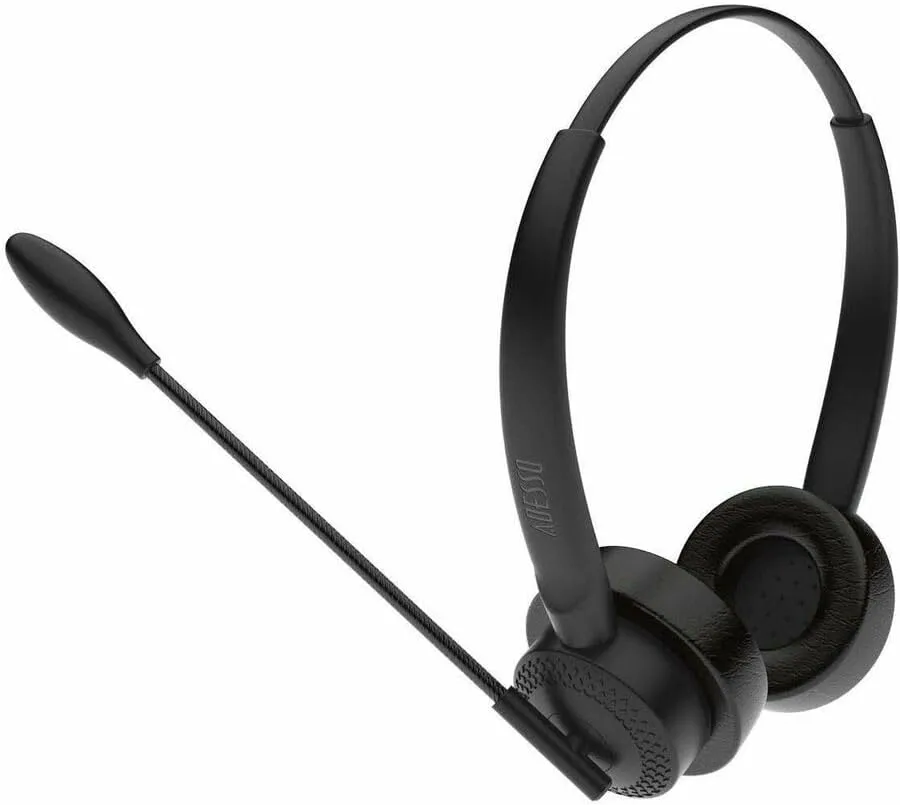 ADESSO Xtream P4T-TAA USB Headset with Microphone Push to Talk Button Volume Control Answer End Call for Computer PC Mac Windows Business Communication Made in Taiwan TAA Compliant