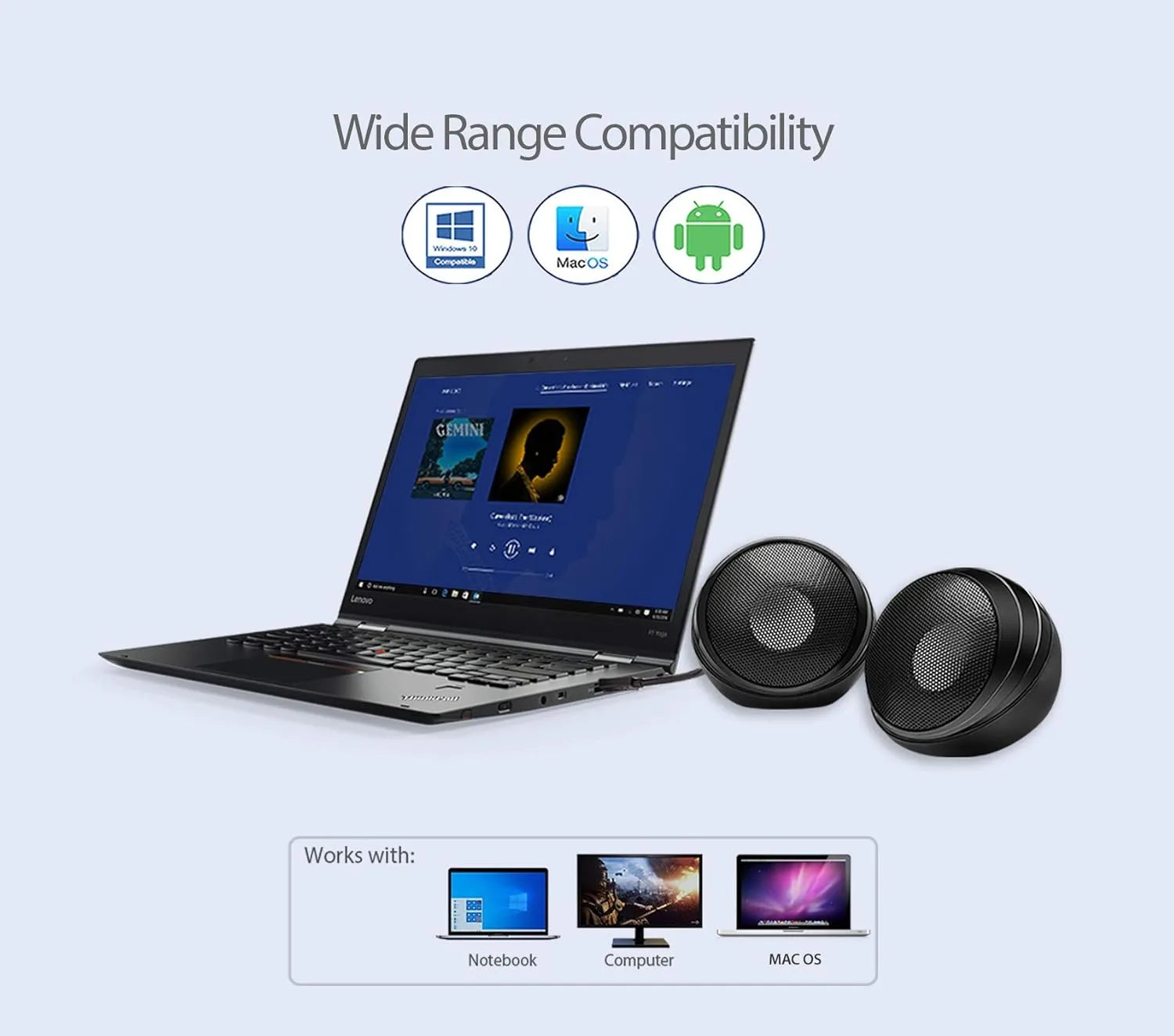 Adesso Xtream S4 USB-Powered Desktop Computer Speaker with Dynamic Sound - 5W x 2 - Works with Zoom, Microsoft Team, Skype