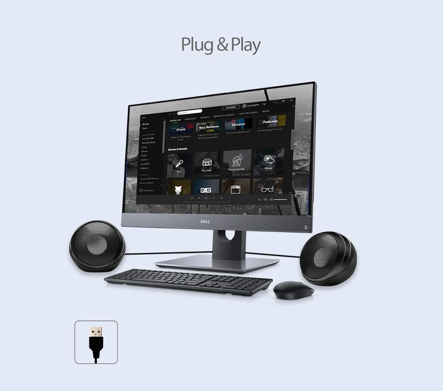 Adesso Xtream S4 USB-Powered Desktop Computer Speaker with Dynamic Sound - 5W x 2 - Works with Zoom, Microsoft Team, Skype