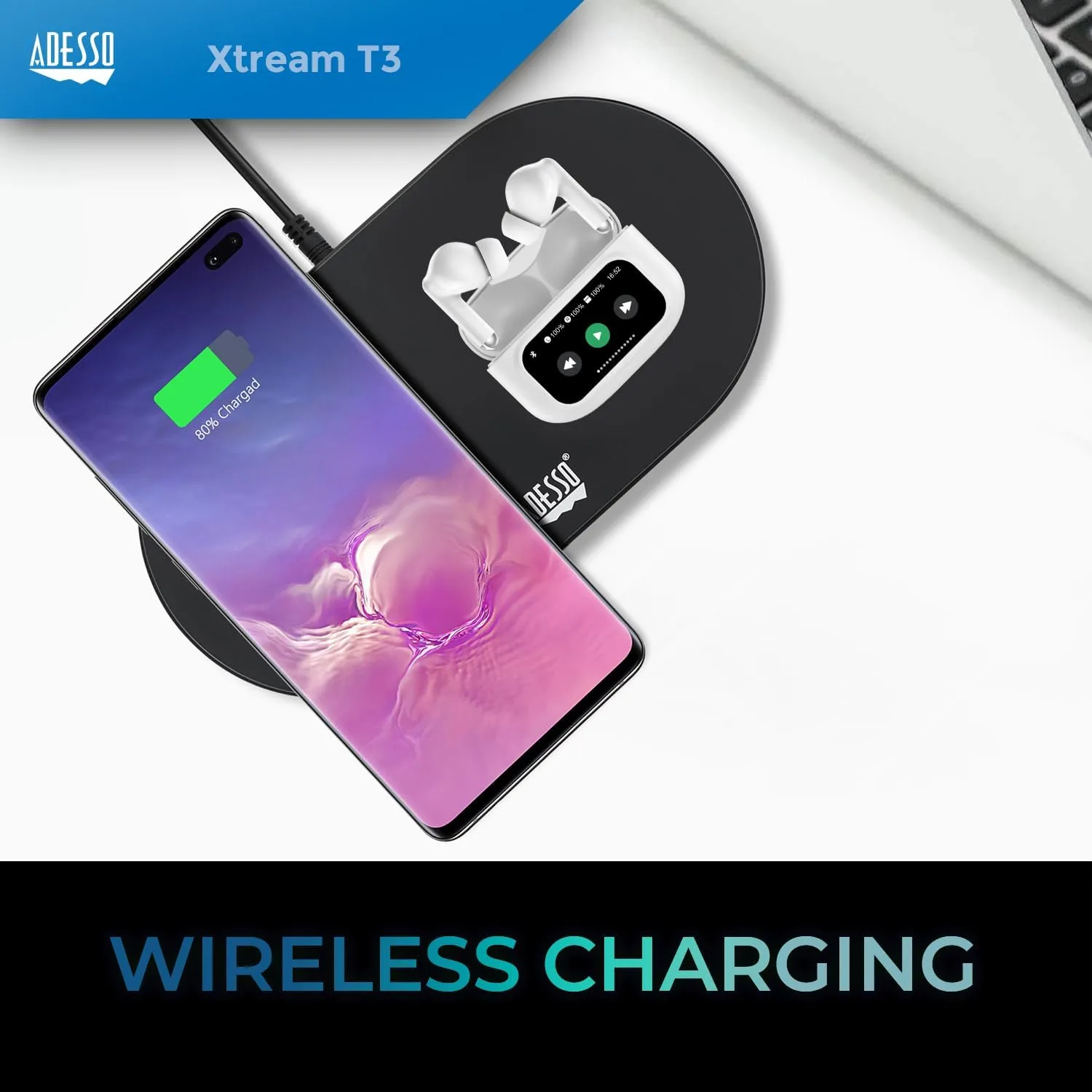 Xtream T3 Bluetooth Wireless Earbuds with ANC and Touch Controlled Wireless Charging Case