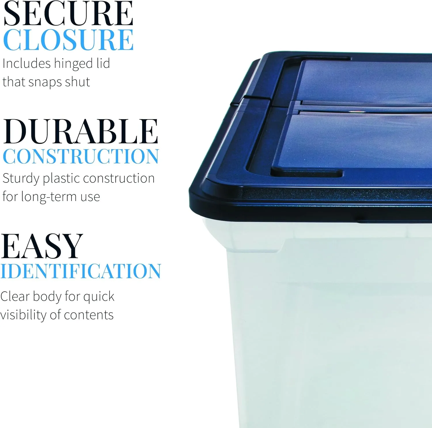 Advantus 55797 File Tote with Hinged Lid, Letter Size, Clear/Navy