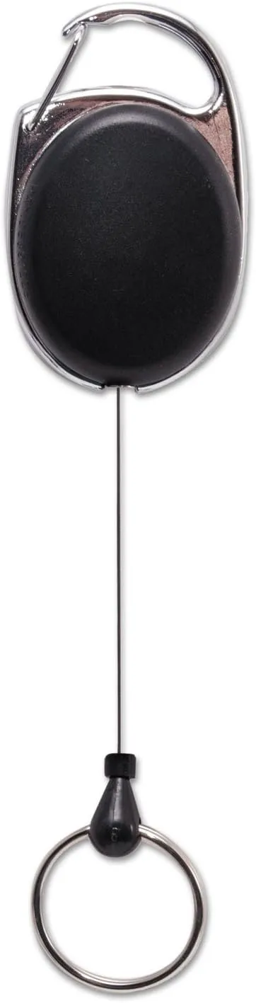 Advantus 75553 Carabiner-Style Retractable ID Card Reel, 30-Inch Extension, Smoke, 6/Pack