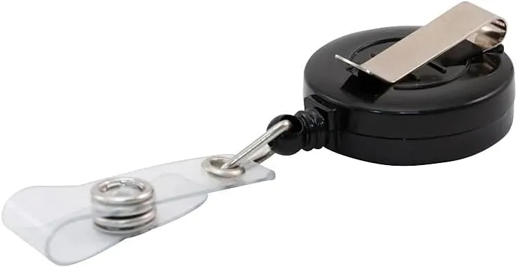 Advantus 75666 ID Badge Reel w/Belt Clip, 30-Inch Cord, 25/Pack, Black