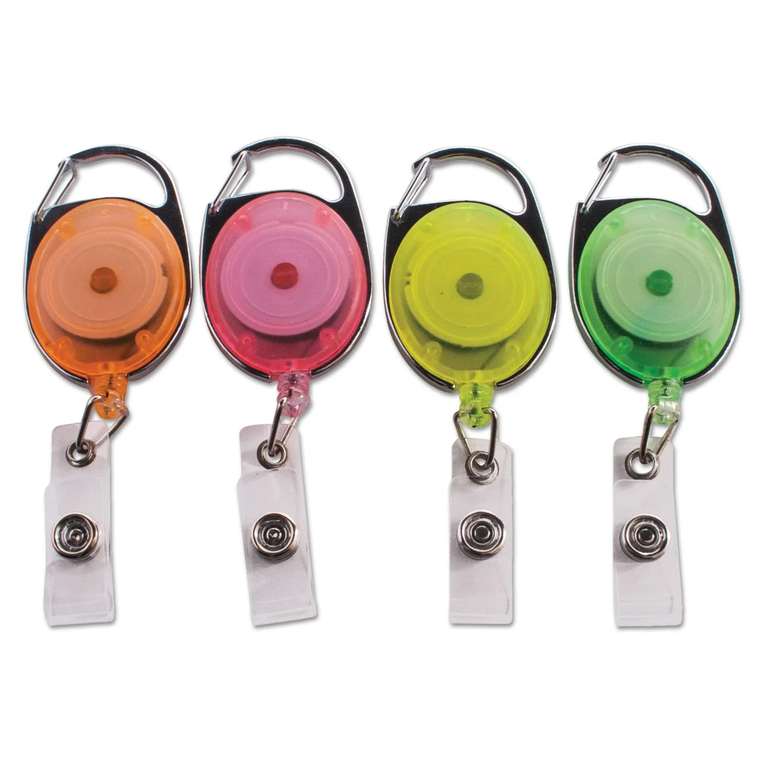 Advantus 91119 Carabiner-Style Retractable ID Card Reel, 30-Inch Extension, Assorted Neon, 20/Pack