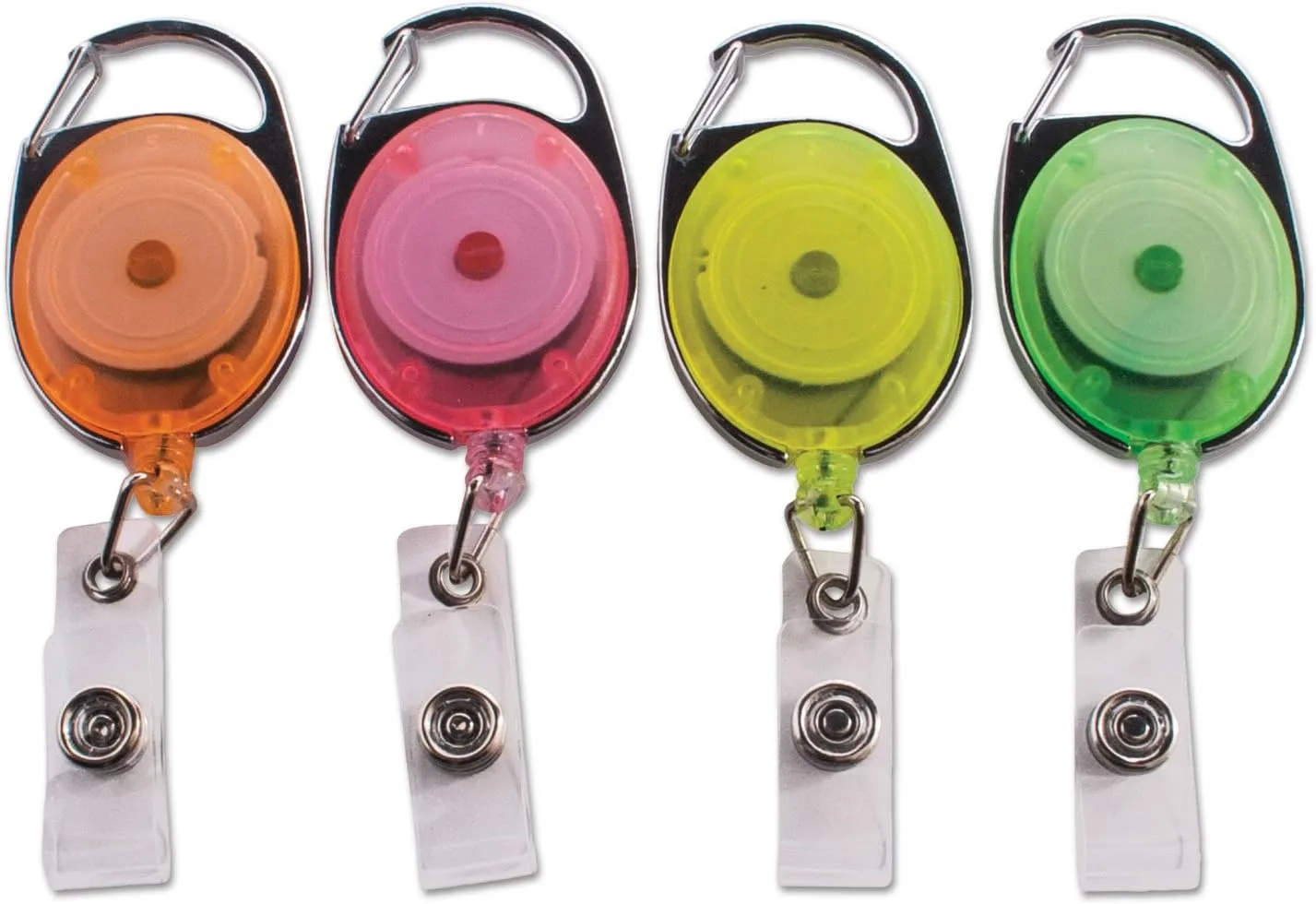 Advantus 91119 Carabiner-Style Retractable ID Card Reel, 30-Inch Extension, Assorted Neon, 20/Pack