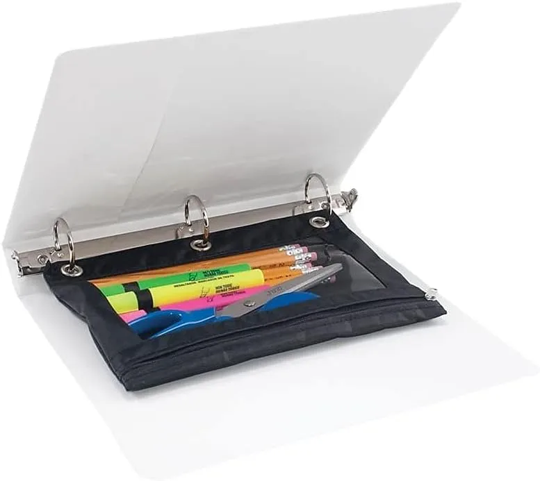 Advantus Binder Pencil Pouch, 10 x 7.38, Black/Clear 1 Count (Pack of 1)